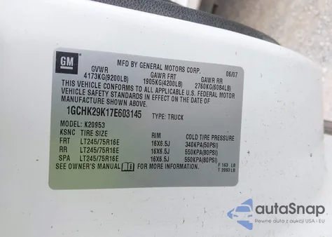 2007 Chevrolet Silverado 2500Hd Lt1 z USA, uszkodzony, nr VIN 1GCHK29K17E603145